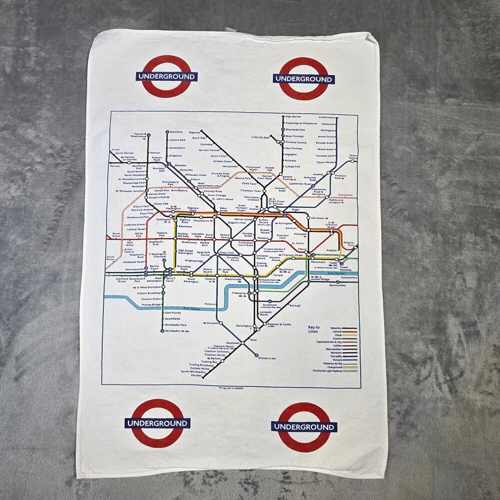 Brittish Tea Towel Underground London England Collectable